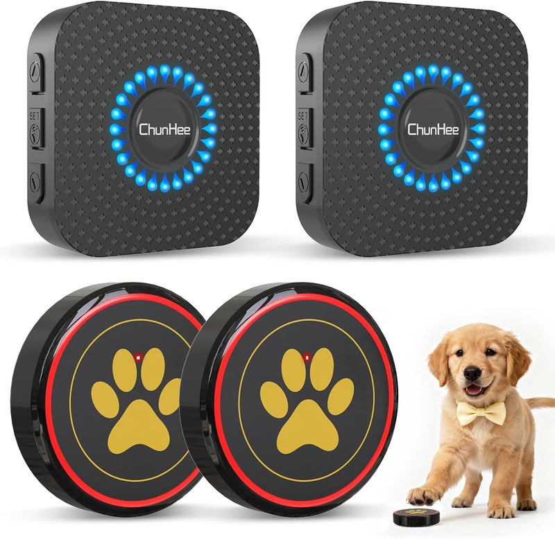 ChunHee Dog Door Bell for Potty Training – Wireless Doggie Doorbell to Go Outside, 1.6in Touch Surface, Easy for Puppy & Adult Dogs, IP55 Waterproof, 500FT Range, 55 Ringtones, Adjustable Volume - Image 1